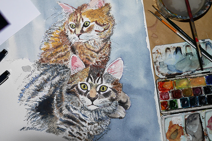 created by custom cat portrait artist